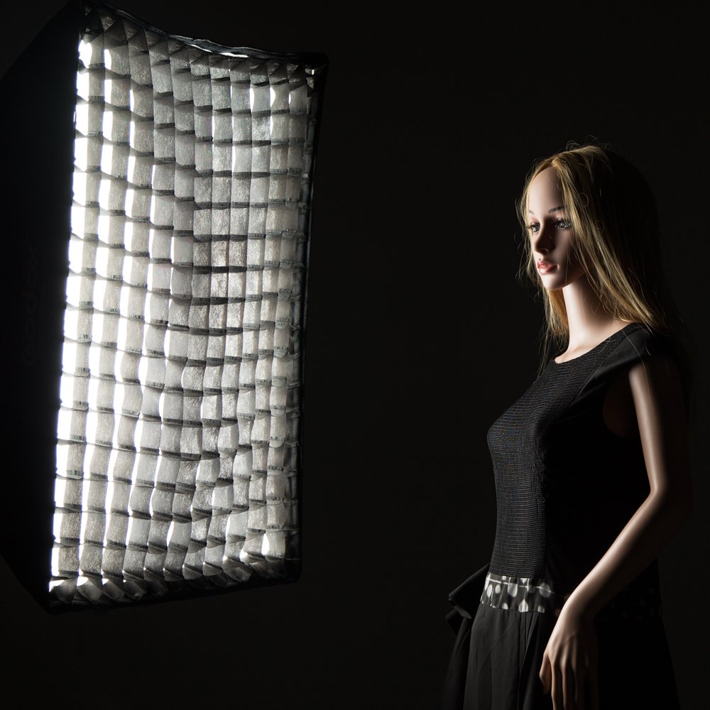Godox Caja de luz de 60 x 90 cm con rejilla de panal de abeja con soporte Bowens compatible con luz estroboscópica de estudio