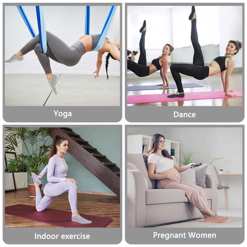 flintronic Calzini Antiscivolo Yoga Donna, Antiscivolo Calze Donna, Calze Yoga, Calzini Pilates Sportivi con Cinturino per Yoga, Pilates, Balletto, Danza, Ballo a Piedi Nudi, Fitness