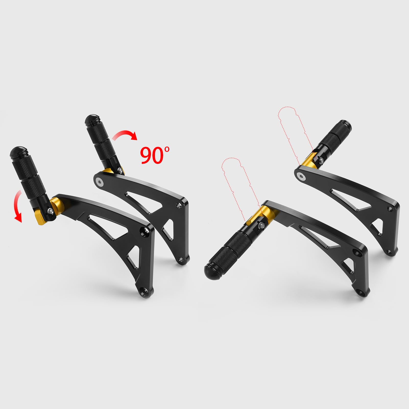WOOGA Motorrad Erweiterter Beifahrer hinten umklappbar CNC Fußstützen Fußrasten Fußrasten Pegs Pedale Für HO&N&DA Monkey 125 / Z125 2018-2025 (JB02/JB03) (A-Stil–Gold)