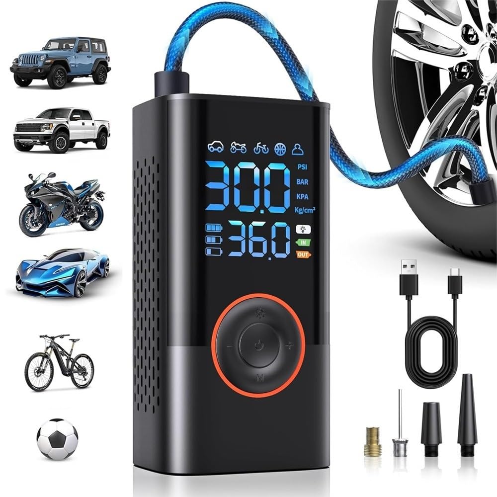 Inflador Ruedas Coche Inflador de neumáticos con bomba de aire de 150PSI, compresor de aire portátil con manómetro Digital para coche, bicicleta, motocicleta y bola Compresores de aire portátiles