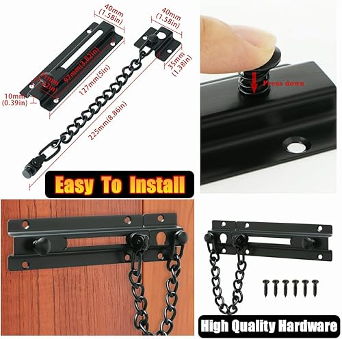Miniatura 7 de Alise Cerradura de guardia de puerta de cadena,Cerraduras de cadena de puerta con resorte de seguridad antirrobo,Cerraduras de puerta de acero