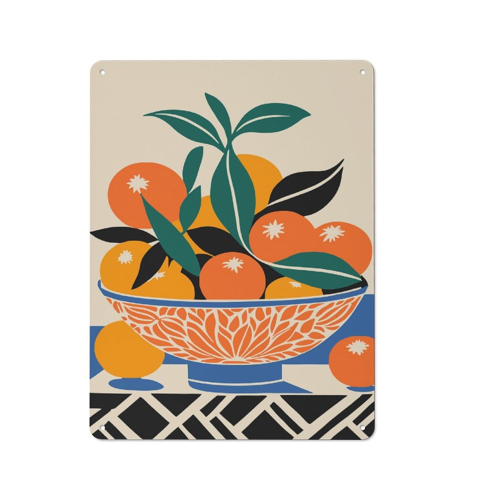 Sicilian Fruit Classic Metal Wall Decor 40x30cm, Metal Wall Plaque for Hobby Room, Office, Lounge Or Living Room