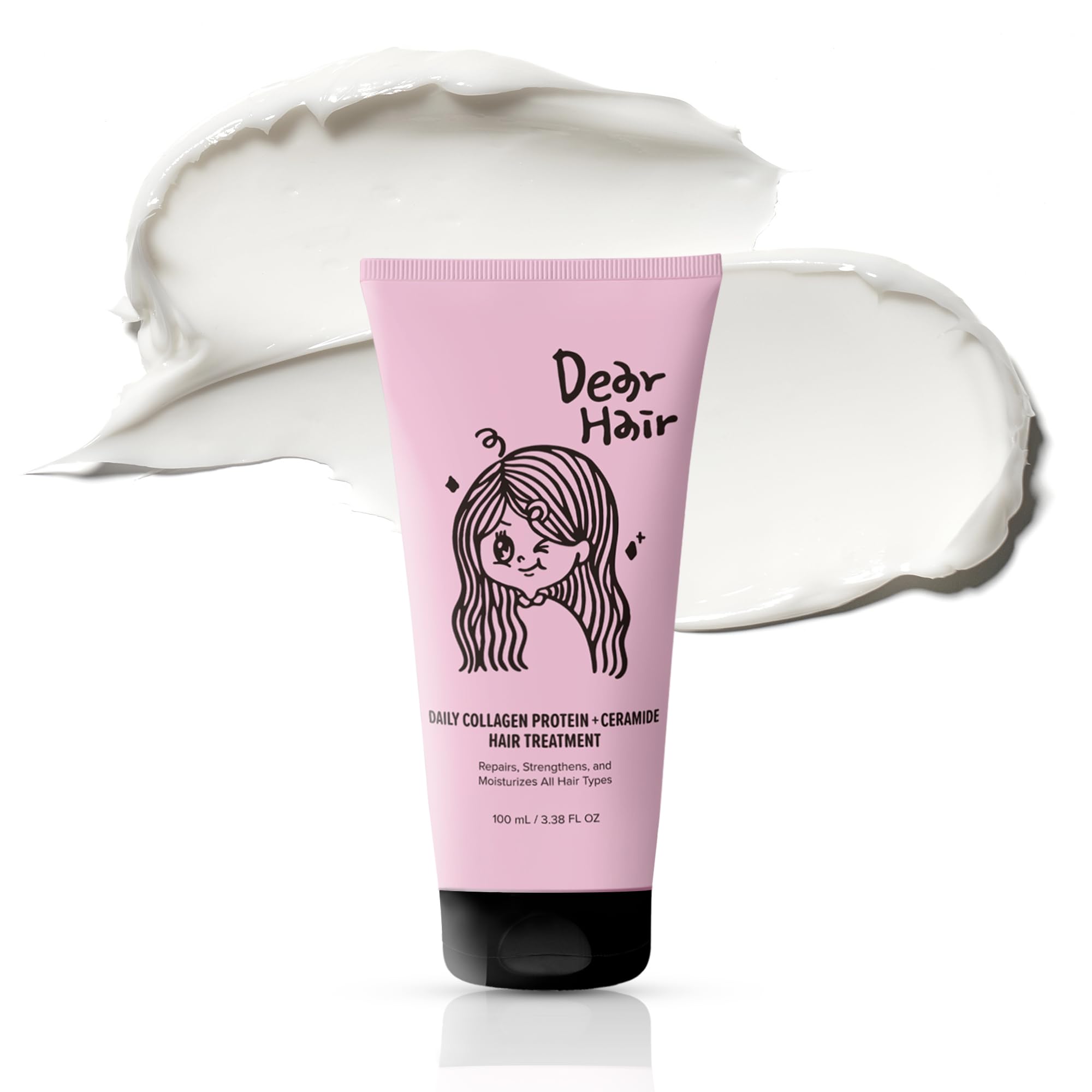 Daily Collagen Protein Ceramide Hair Treatment for Dry, Damaged Hair, Bond Repair Deep Conditioning Mask with Hydrolyzed Collagen & Pea Protein, 3.3fl.oz | 100ml