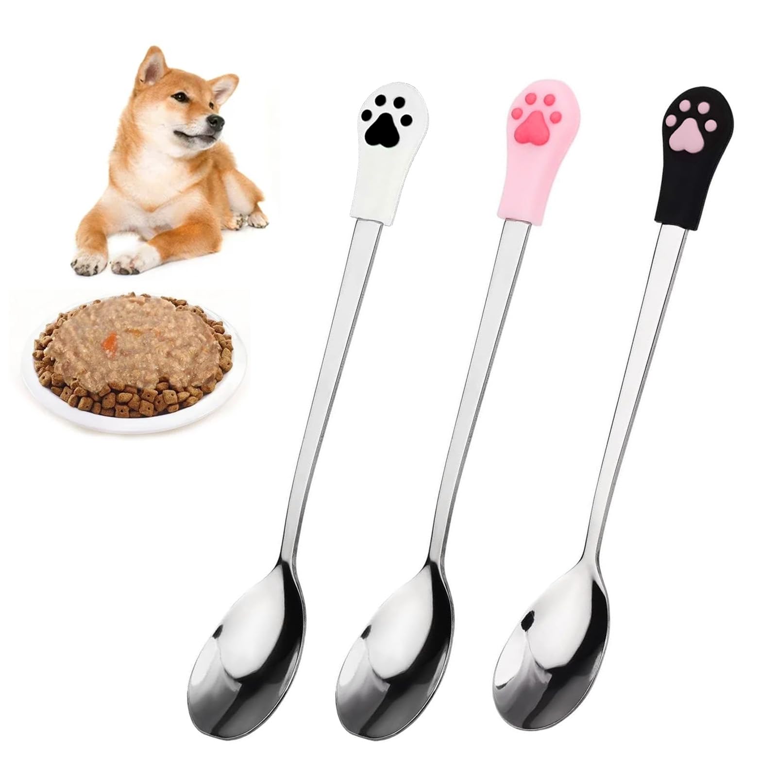 3 Pcs Stainless Steel Cat Claw Spoon, Pet Food Spoon Set, Dog Food Fork