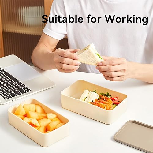 Miniatura 2 de YBOBK HOME Lonchera Bento para adultos, apilables, contenedores de comida japonesa, a prueba de fugas, con bolsa, apto para microondas y lavavajillas