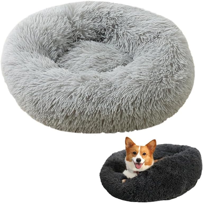 Mr Fluffy Friend Anti Anxiety Dog Bed, My Fluffy Friend Anti Anxiety Dog Bed, Mr Fluffy Friend Dog Bed, My Fluffy Friend Dog Bed, Fluffy Friend Dog Bed (M-60cm /24inch, Light Grey)