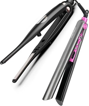 Small Flat Iron, 3/10" Pencil Flat Iron for Short Hair & Hair Straightener Flat Iron