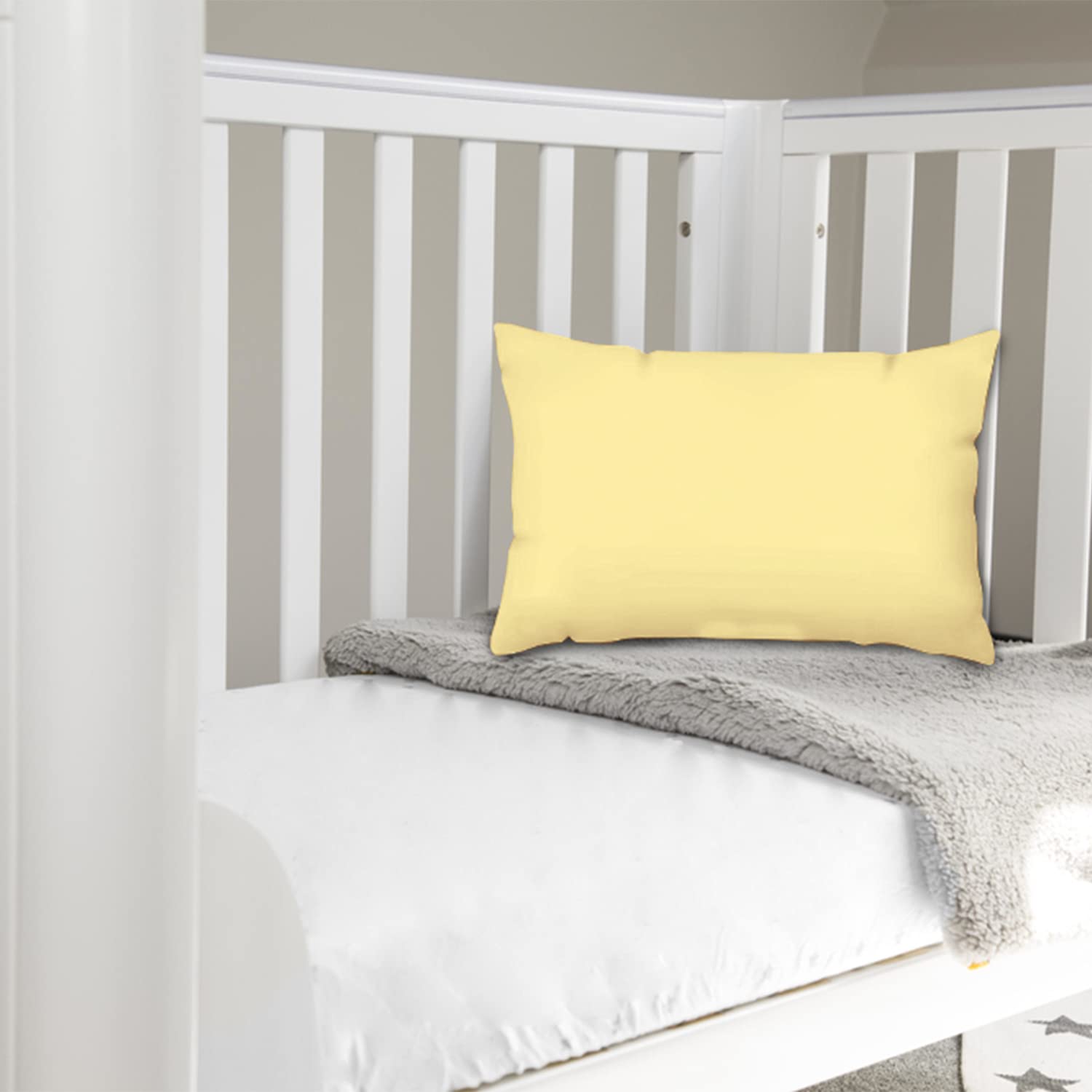 Pizuna Mellow Yellow Toddler Pillow Cases 40 X 60 Cm, 400 Thread Count 100% Long Staple Cotton Crib Pillowcase Set Of 2, Soft Sateen Weave Baby Pillow Cover