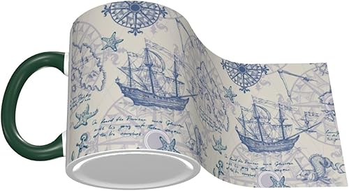 Miniatura 3 de Taza de café vintage con brújula y ancla de cerámica con asa, tazas de té, tazas para café, tazas para beber, regalos para mujeres y hombres, tazas