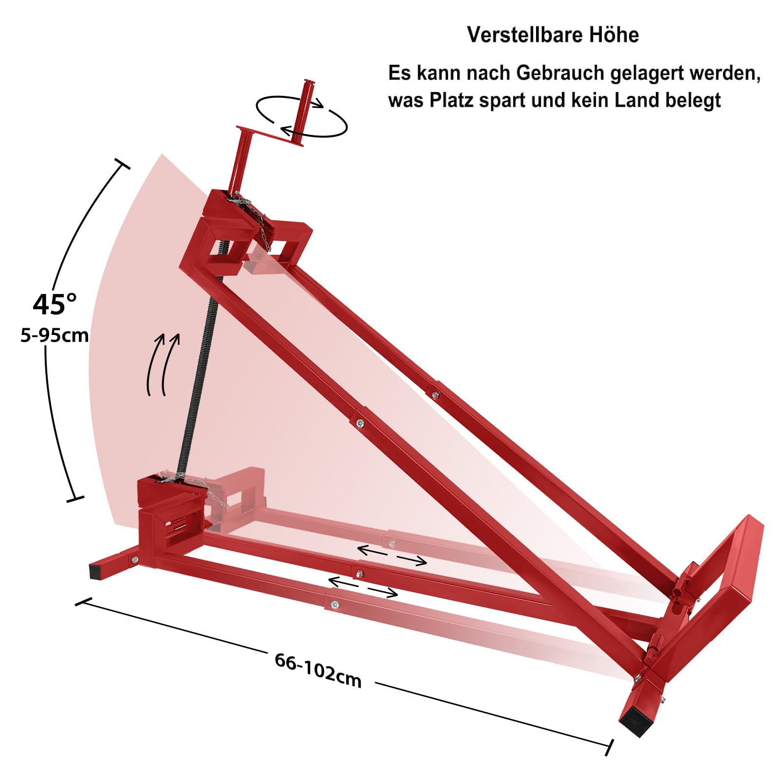 UISEBRT Rasentraktor Hebevorrichtung Rasenmäherheber Hebebühne Reinigungshilfe, Rasenmäher Jack Teleskop Rasentraktorheber Aufsitzmäher, bis max 400 kg, Rot