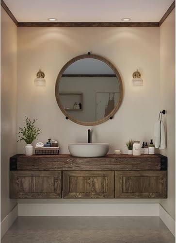 Miniatura 3 de Progress Lighting P2989-163 Archie Collection - Tocador costero de cristal prismático doble transparente, 1 luz, latón vintage