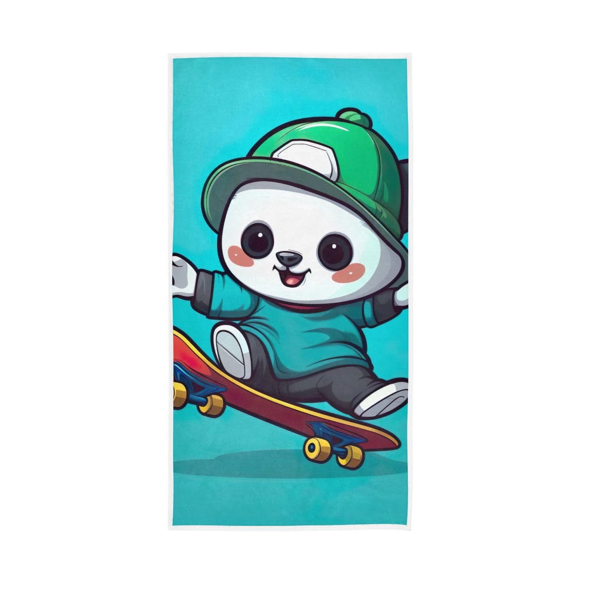 LSRCPD Cute Panda on Skateboard Hand Towel, Multipurpose Soft Towels for Bathroom, Gym, Hotel, Spa 15 x 30 Inches