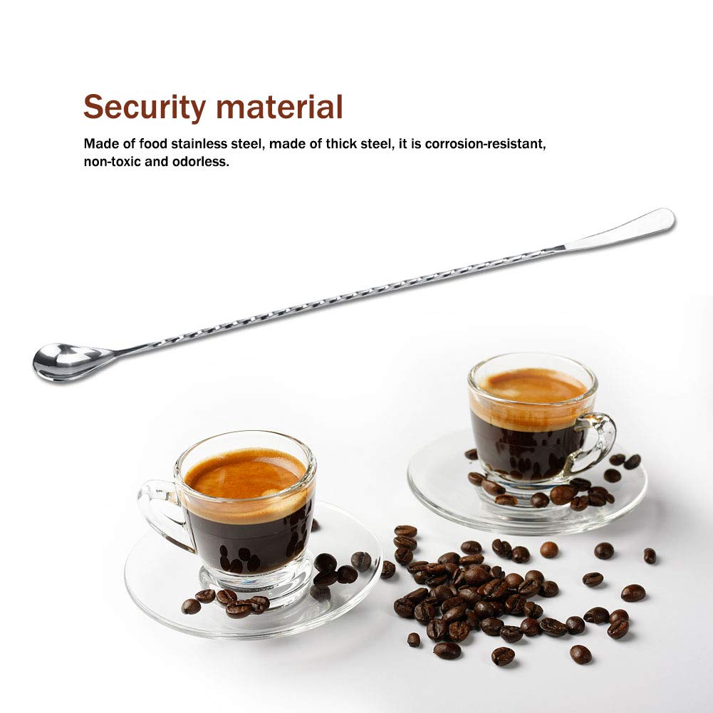 Cocktail Mixing Spoon, Stainless Steel Drink Mixing Spoon Bar Stirring Spoon Coffee Spoons Bartender Spoon Cocktail Stir Sticks for Home Bar Use