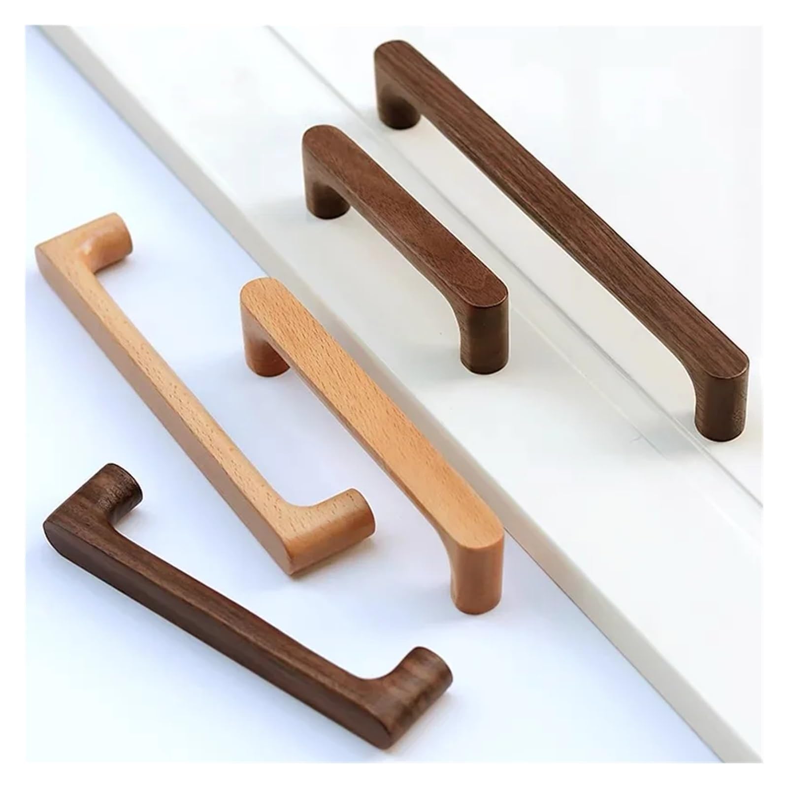 Tiradores para muebles de cocina 20 tiradores de madera for armarios, puertas cocina maciza, tocador(Beech-C128mm)
