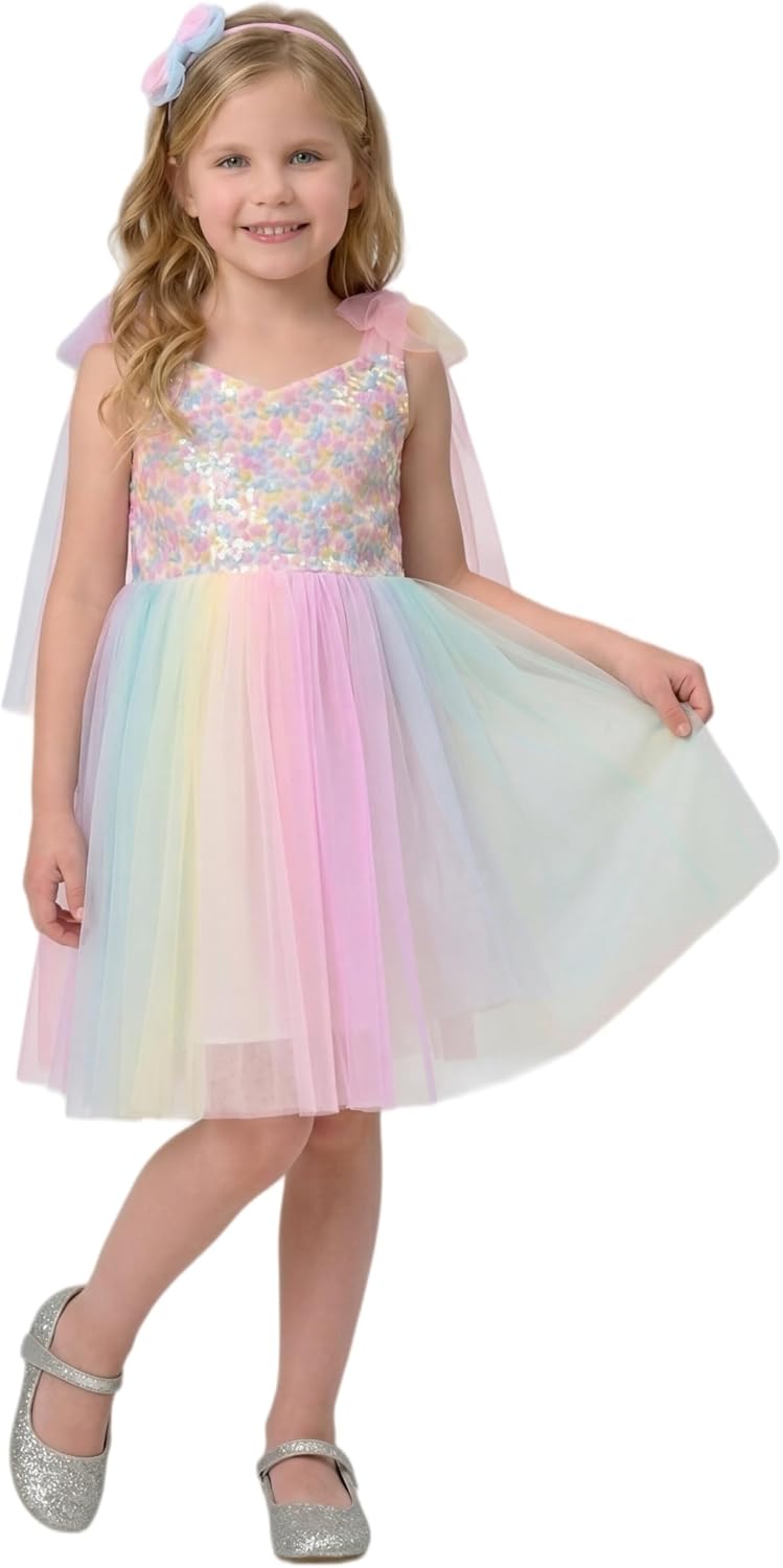 LalaMira Girls Sequin Dress Toddler Party Sparkly Dress Flower Girl Dress Pageant Birthday Graduation Easter Photo Shoot