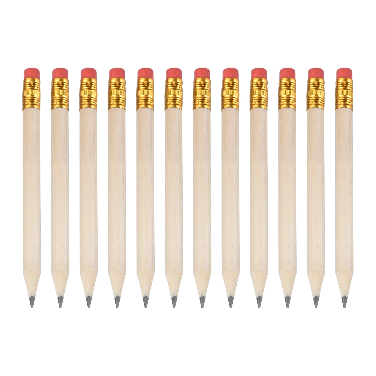 PATIKIL 12 Pack HB Pencils, 4inch Short Wood Graphite Pencils Thick Portable Golf Scoring Mini Pre Sharpened Erasable Pen with Eraser Bulk for Sport Games Meeting Office Writing, Yellow