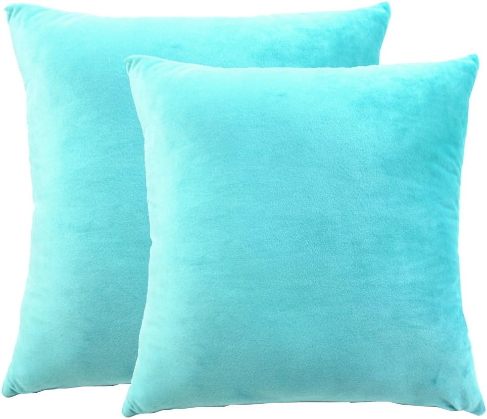 sykting Decorative Pillow Covers Solid Super Soft Short Plush Fuzzy Throw Pillow Covers for Bed Couch Chair Pack of 2 Square 18x18 inch Turquoise