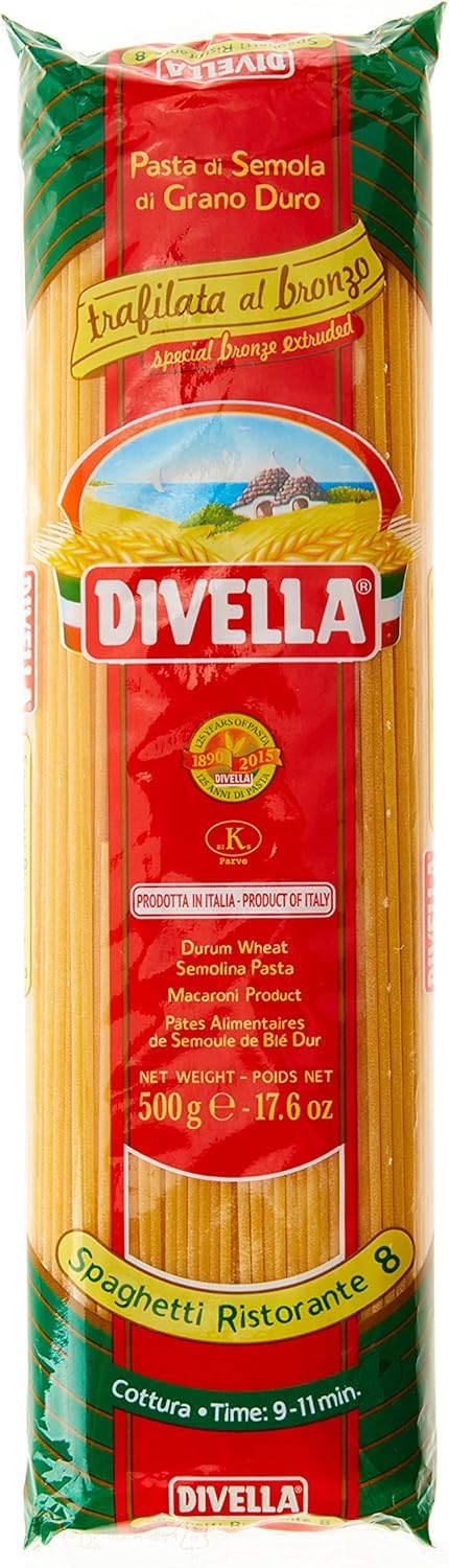 Pasta Trafilata al Bronzo di Semola di Grano Duro, Spaghetti Ristorante, 500g, In confezione da 6, 12 o 24 Pacchi (24 Pezzi)