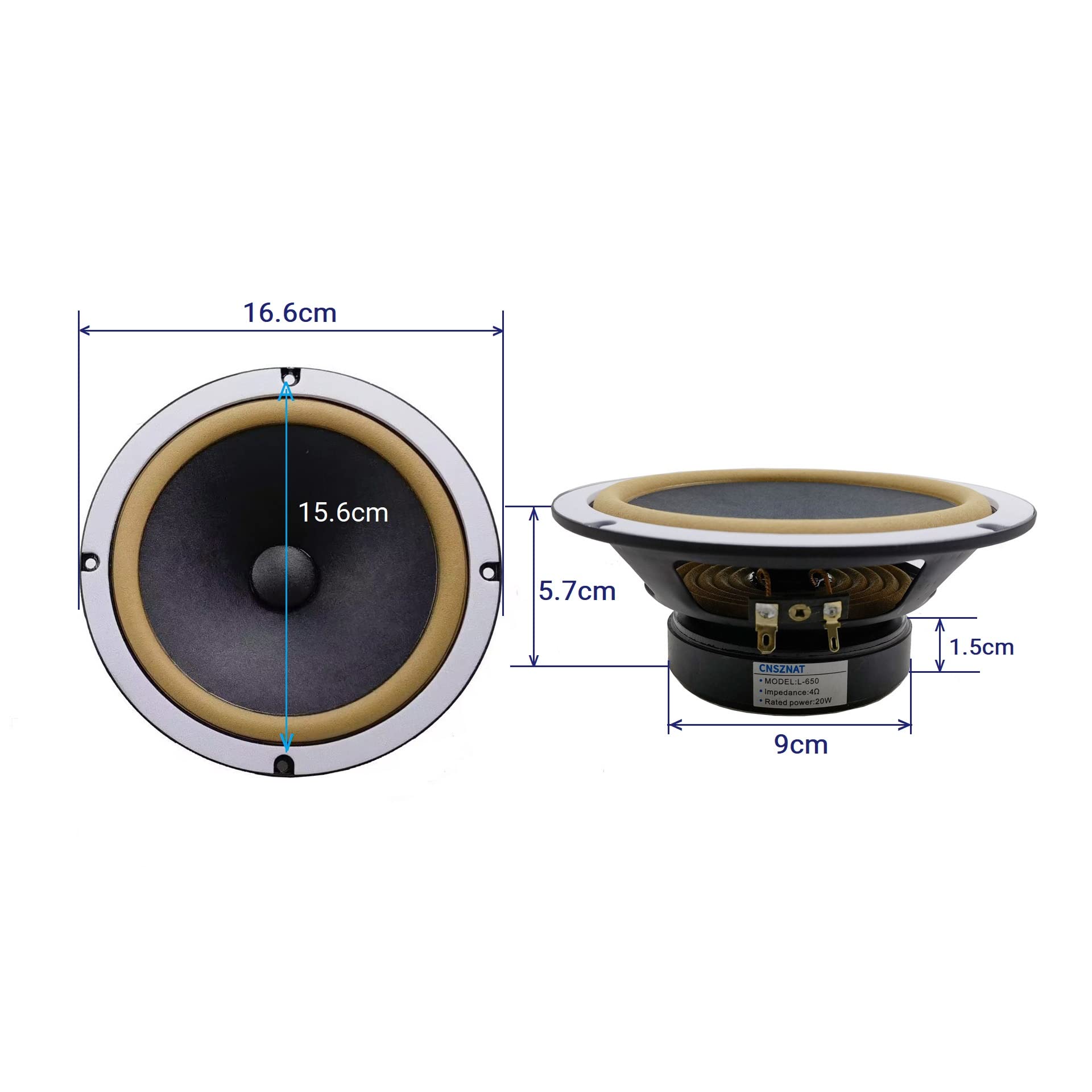 Amazon.co.jp: L-650B 車スピーカー 6.5 インチ HiFiフルレンジ