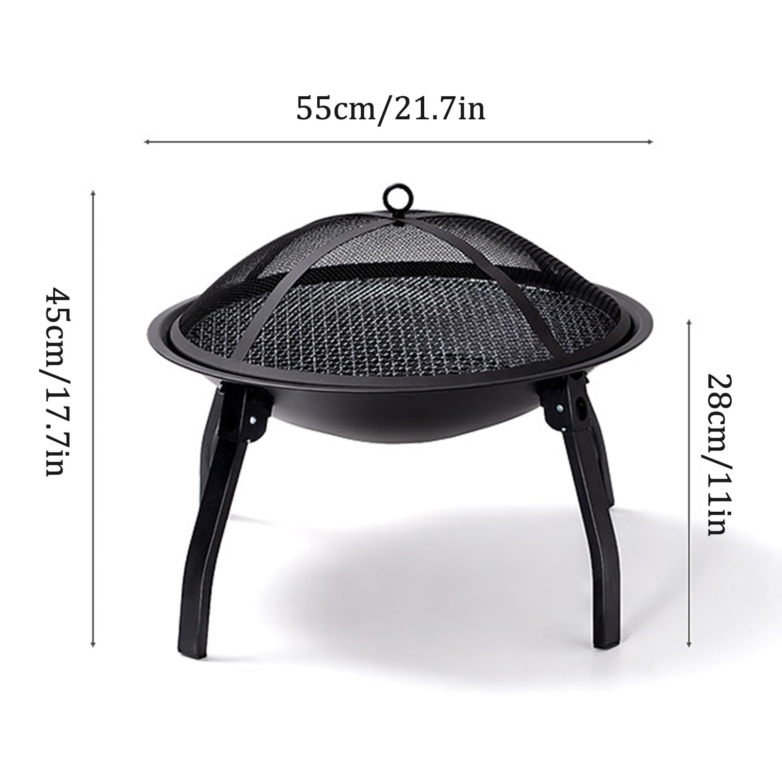 Przenośne, składane palenisko na drewno, żeliwne, 21,7'', zewnętrzne palenisko do podpalania ogniska, do ogrodu, na kemping, piknik. (Styl 3-55 x 45 cm / 21,7 x 17,7 cala)
