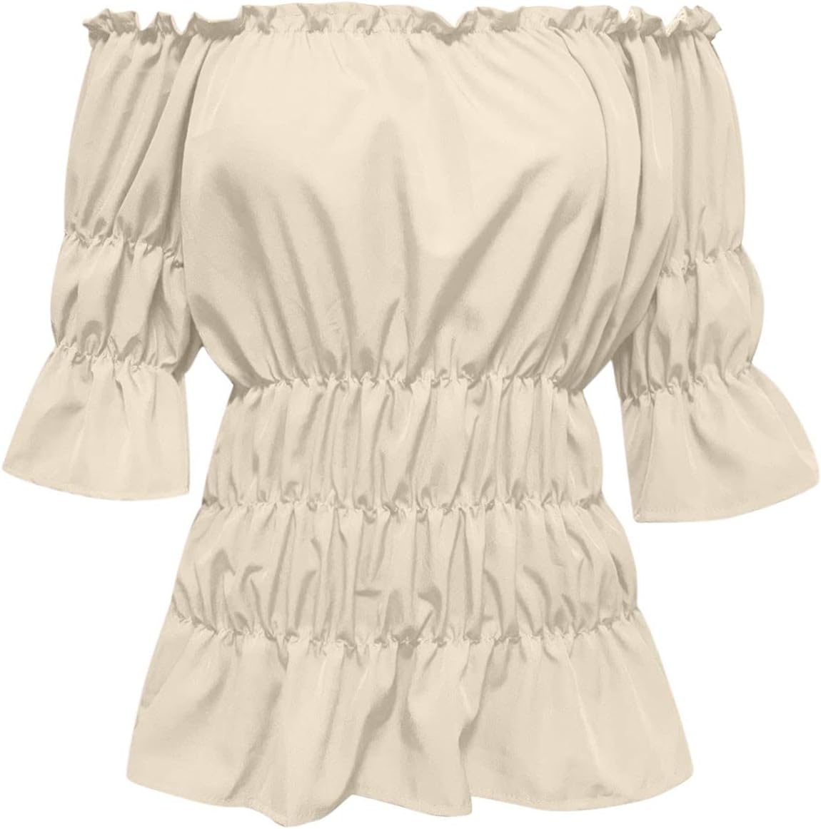 FunAloeTops for Women UK Sale, Blouses and Tops Casual Off Shoulder Tops Dressy Summer Tops Court Style Renaissance Short Sleeve Pleated Top Shirts Steampunk Pirate Shirt Smocked Tops Size 6-18 a3577