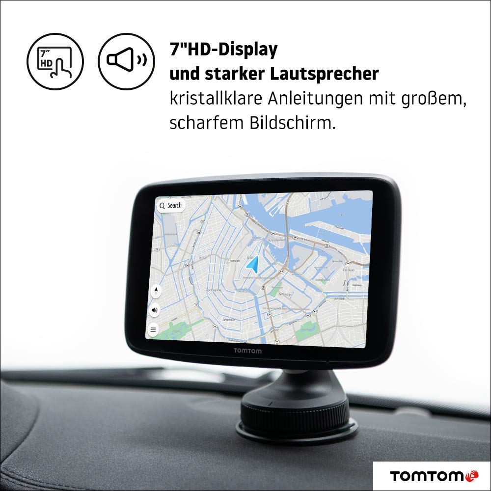 TomTom Navigationsgerät GO Discover (7 Zoll, Stauvermeidung Dank TomTom Traffic, Karten-Updates Welt, schnelle Updates via WiFi, Verfügbarkeit von Parkplätzen, Kraftstoffpreise)