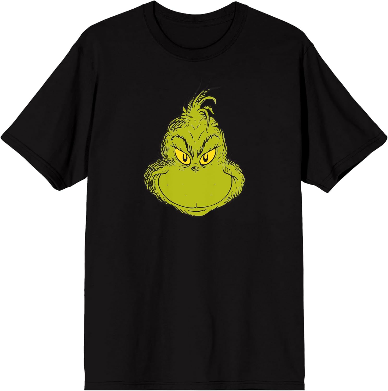 Bioworld The Grinch Smiling Men's Black Crew Neck Short Sleeve T-Shirt