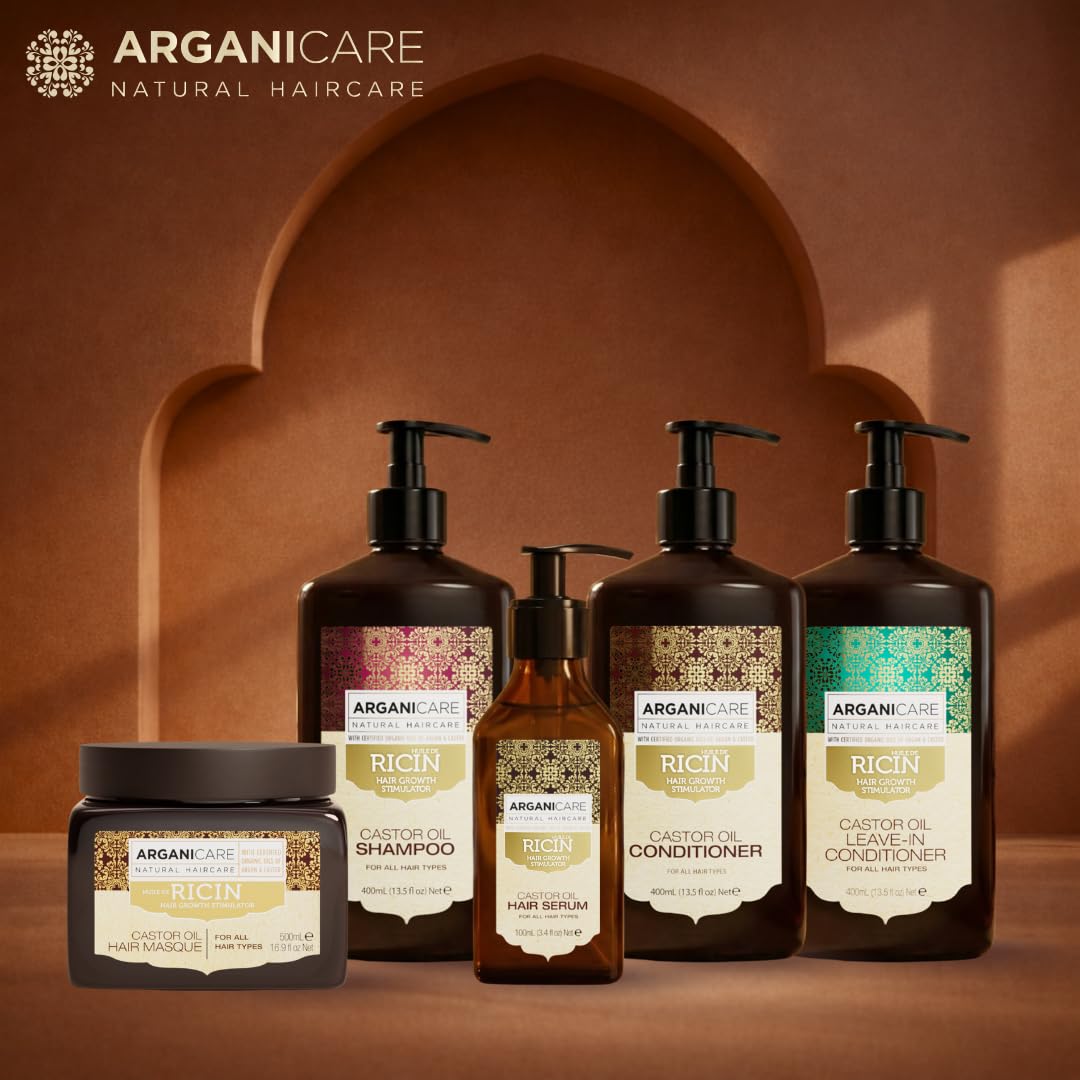 ARGANICARE | Zestaw Duo Ricin | Szampon + Odżywka Wzrost & Wzmocnienie | Wszystkie rodzaje włosów |.Siła i Nawilżenie | 2 x 400 ml