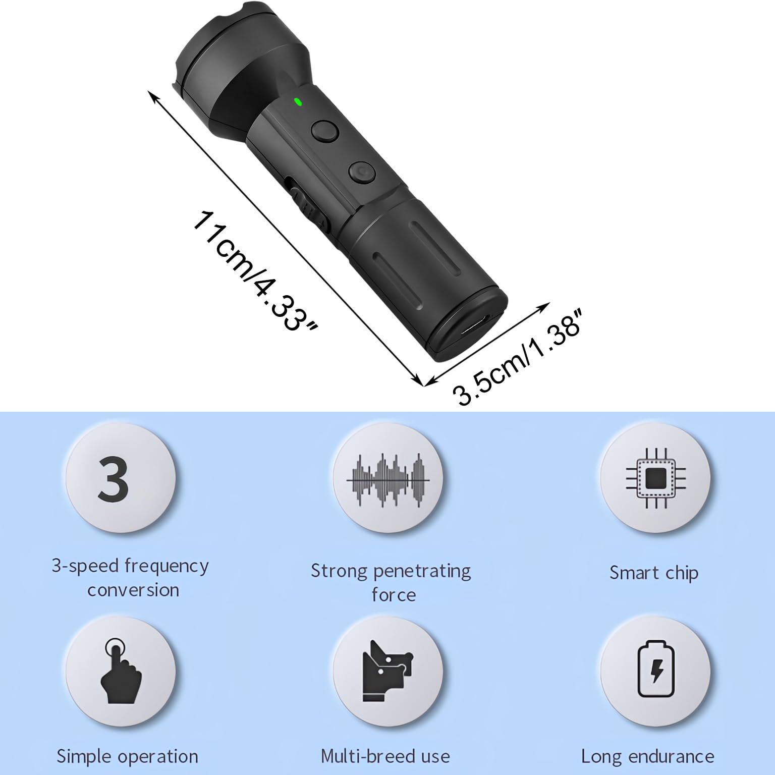 Lancoon Ultrasonic Anti Barking Device with Flashlight Mode 3 Adjustable Frequencies Dog Repeller Behavior Training for Small Medium Large Dogs Indoor Outdoor - Image 2