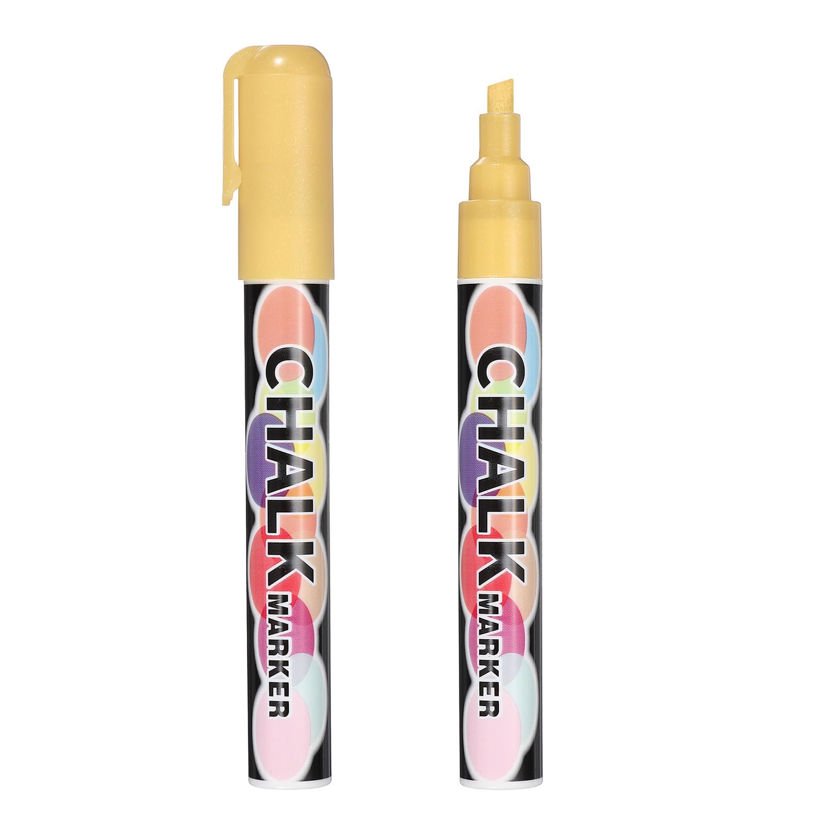 PATIKIL Liquid Chalk Markers 6mm, 2 Pcs Chalkboard Markers, Dry Erase Chalk Pens with Erasable Wide Fine Tip Wet Erase for Chalkboard Windows Blackboard Car Mirror Glass, Khaki