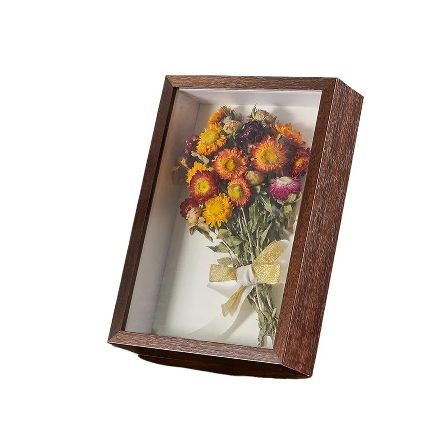Akrylowa drewniana ramka na zdjęcia, drewniane pudełko z cieniami Ramka Uchwyt próbki Głębokość 5 cm Wielokolorowy Wiele rozmiarów Opakowanie 2 szt(Deep Brown,6inch (10x15x5cm))