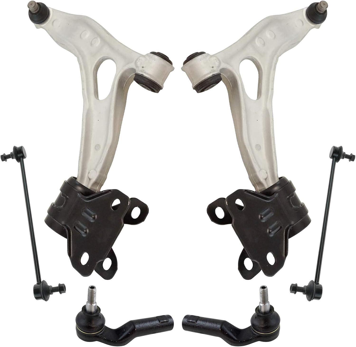 TRQ Front Steering & Suspension Kit Control Arm with Ball Joint Sway Bar Stabilizer Link Tie Rod Compatible with 2013-2018 Ford C-Max 2012-2018 Focus