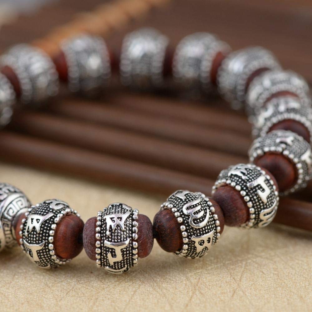 Pulsera Para Mujer,Pulsera Hecha A Mano S925 Pulsera De Sandalia Mantra De Seis Palabras De Estilo Antiguo Grande Modelos Para Hombres Y Mujeres Accesorios De Ropa De Estilo Étnico Joyería