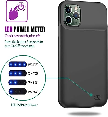 Miniatura 4 de Funda de batería para iPhone 11 Pro, 7000 mAh, delgada, portátil, recargable, funda de carga compatible con iPhone 11 Pro (5.8 pulgadas) Funda de