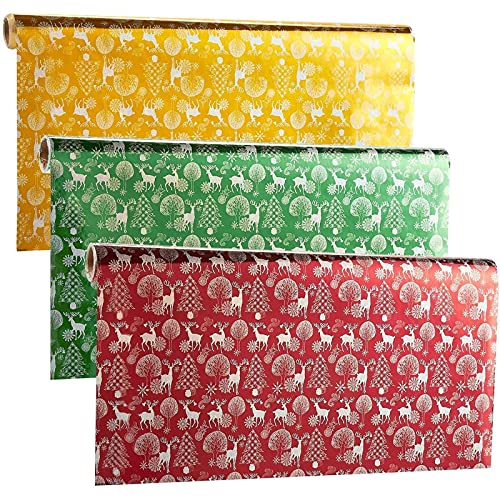 Juvale Reindeer Christmas Paper (3 Colors, 17 x 1.4 Feet)