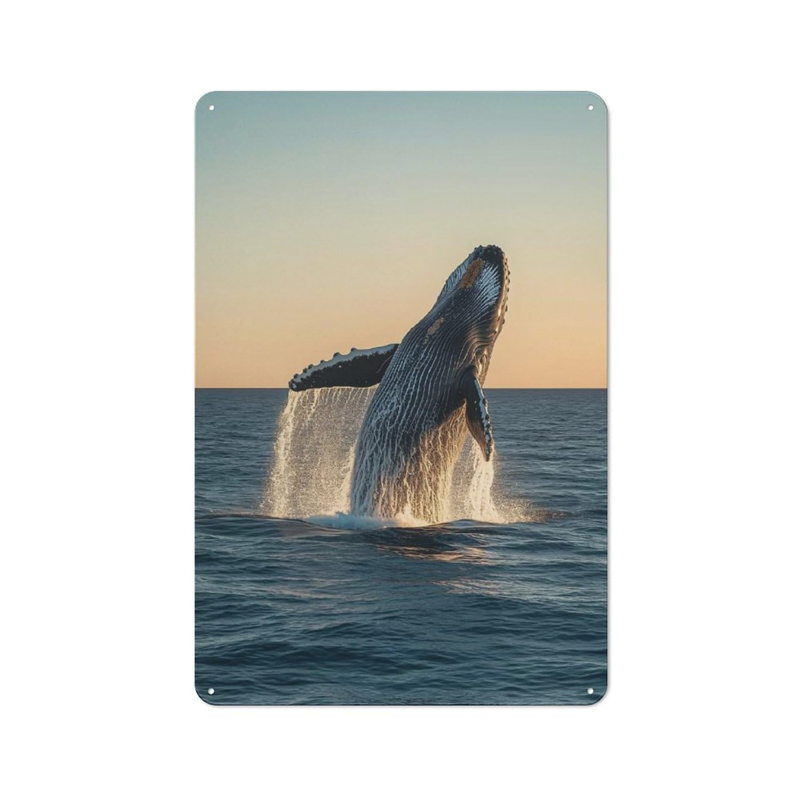 Junmoney Humpback Whale Breaching Metal Wall Sign 30X20cm, Retro Decor For Pub Or Café, For Vintage Wall Decor Fans, For Garage And Workshop Walls