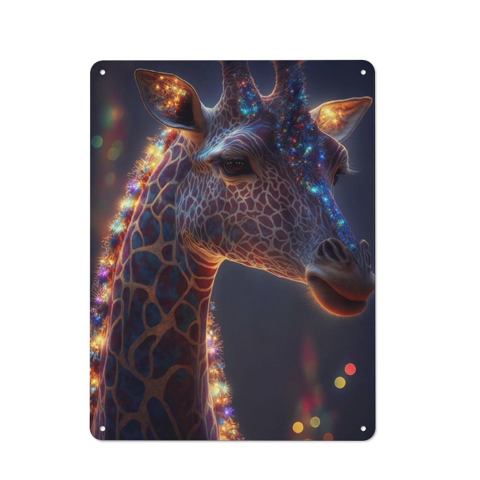 Vintage Tin Sign 40x30cm with Neon Giraffe for Hobby Room Or Studio, for Studio Owners Refreshing A Room in Autumn