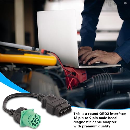 Miniatura 3 de Adaptador de cable de 9 pines a 16 pines Cable adaptador OBD2 9 Pin a 16 Pin OBD2 Truck Diagnostic Scanner Cable Adaptador para motor diesel Cabeza