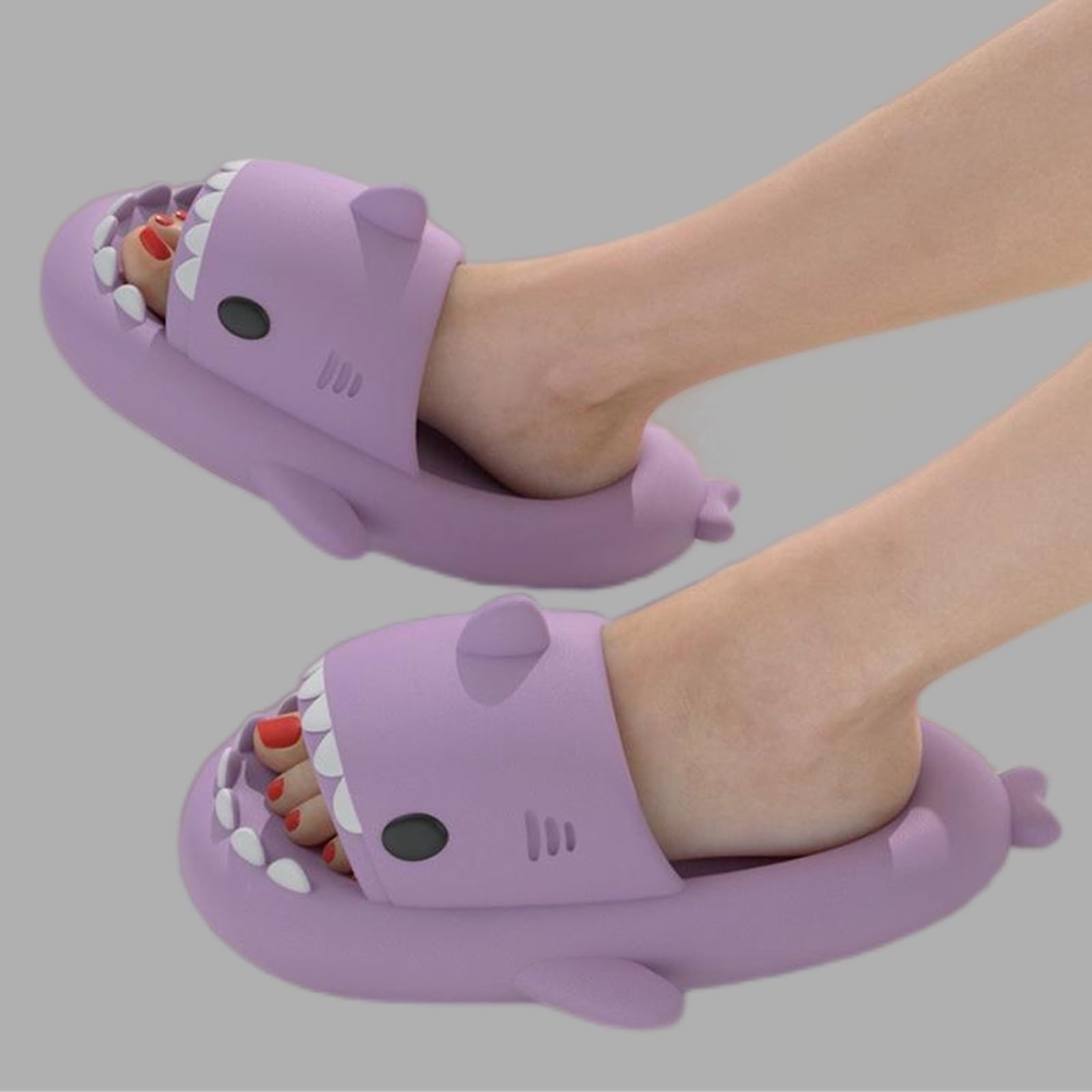 Chanclas Tiburon Mujer Hombre Shark Slippers Zapatillas Tiburón Comodas Antideslizantes Piscina Playa Verano Sandalias Forma de Pez Adulto Sharky Slides Unisex Púrpura Talla EU 40/41