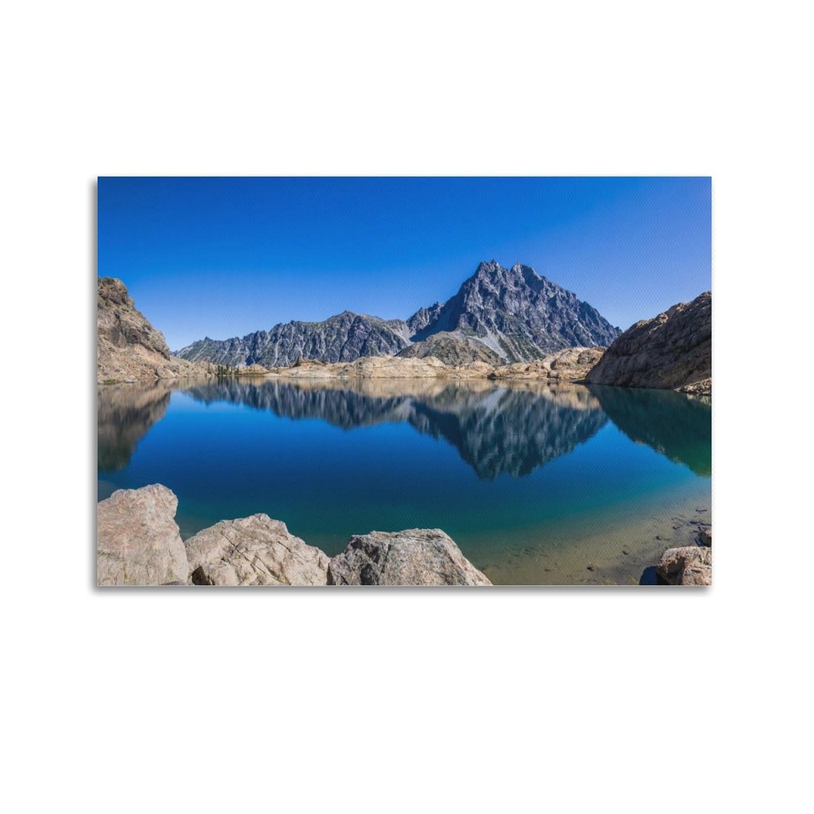 CXHJCA Mural Nature Poster Rocky Lake Water Reflection Poster Decorative Painting Canvas Wall Posters And Art Picture Print Modern Family Bedroom Decor Posters 20x30inch(50x75cm)