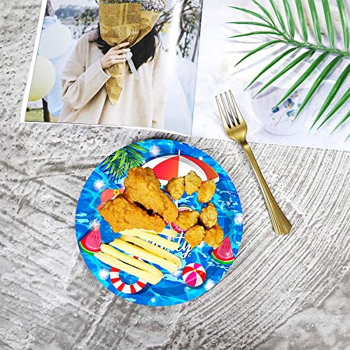 Hspaidyp 50 Pcs Pool Party Tableware Plates,Pool Party Supplies Beach Party Supplies,7" Summer Pool Party Paper Plates For Summer Beach Theme Pool Birthday Party Decorations #TOP7