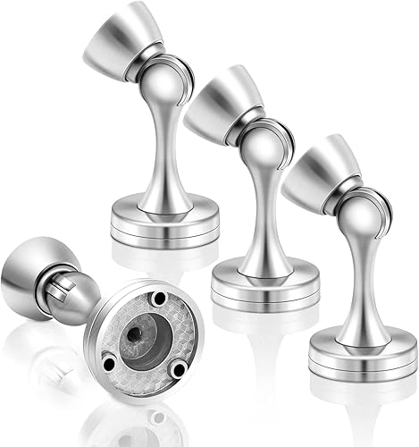 Tope magnético para puerta, tope de puerta plateado, soporte magnético de pared de acero inoxidable resistente y moderno soporte magnético para