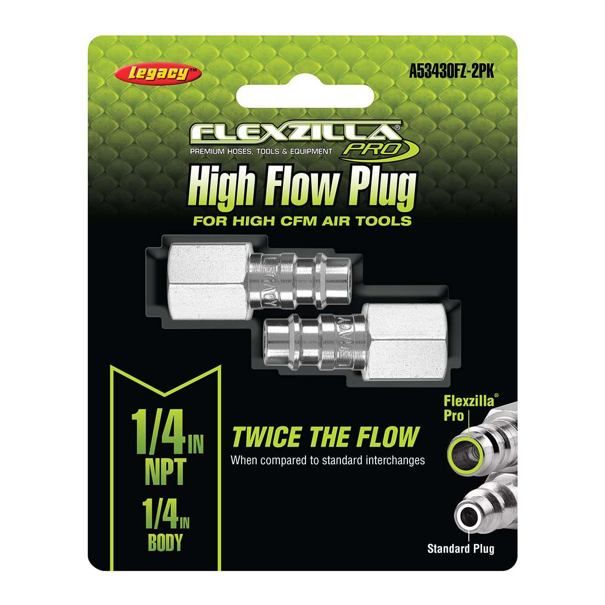 Legacy Flexzilla A53640FZ-X 1/4" High Flow Plug – 3/8" MNPT Interchange