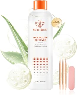 Modelones Nail Polish Remover Maximum-Strength Acetone Nail Polish Remover Kit Nail Glue Remover with Aloe Vera Extractt Oil for Nail Moisturizing & Care, Acrylic Dip Powder Remover (8 FL.Oz.)