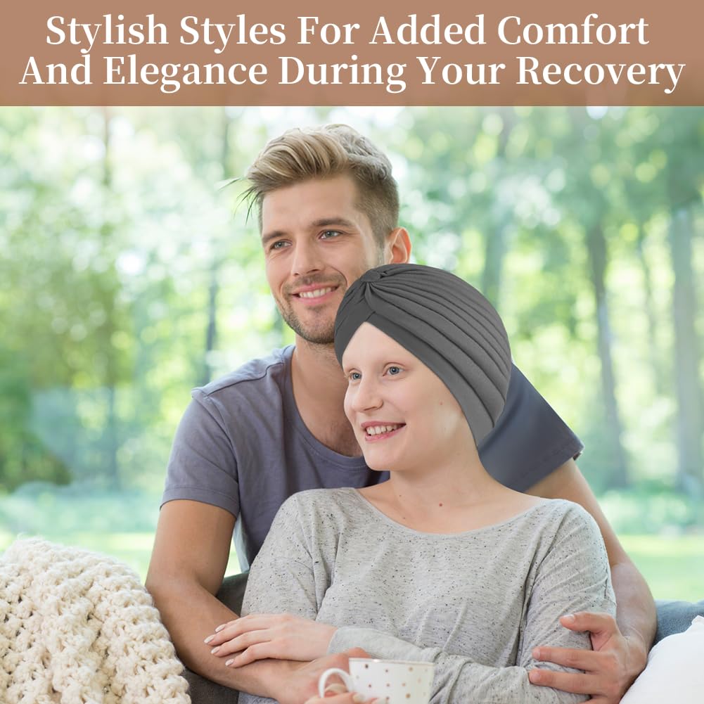 flintronic 4 Pezzi Elegante Turbante da Donna, Berretto Chemioterapico Antitumorale, Africano Elastico Berretto Anticaduta Traspirante