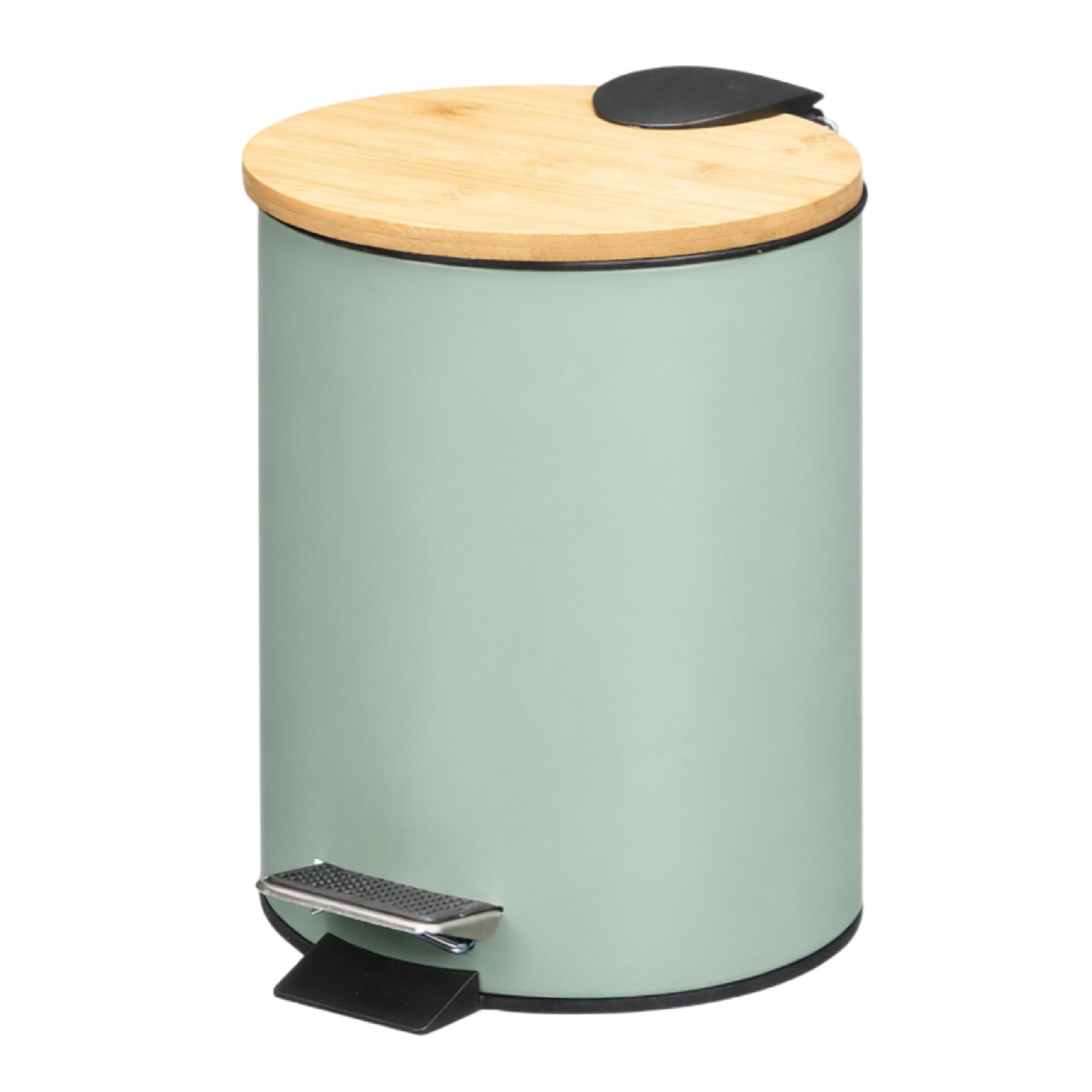 TIENDA EURASIA – Papelera Baño | Metal + Tapa de Bambú | Capacidad 3L | Medidas 17x21x23.5 cm y Cubo Interior 16.8x16.8x18.2 | con Pedal (Beige) — view 6
