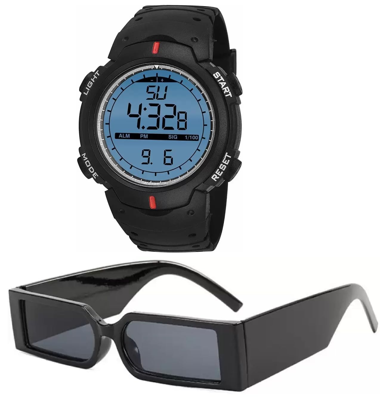 SELLORIA a Brand Digital Colours Square Dial with Black sunglas Birthday Return Gift Unisex Wrist Watch for Men Women Boys (BLACK1) (B0CDC86K19) Amazon Price History, Amazon Price Tracker
