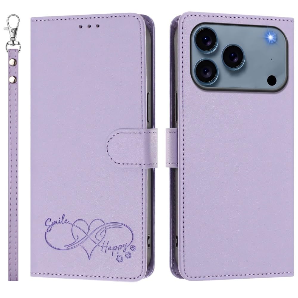 Étui iPhone 14 Pro violet clair housse portefeuille protection intégrale - 8