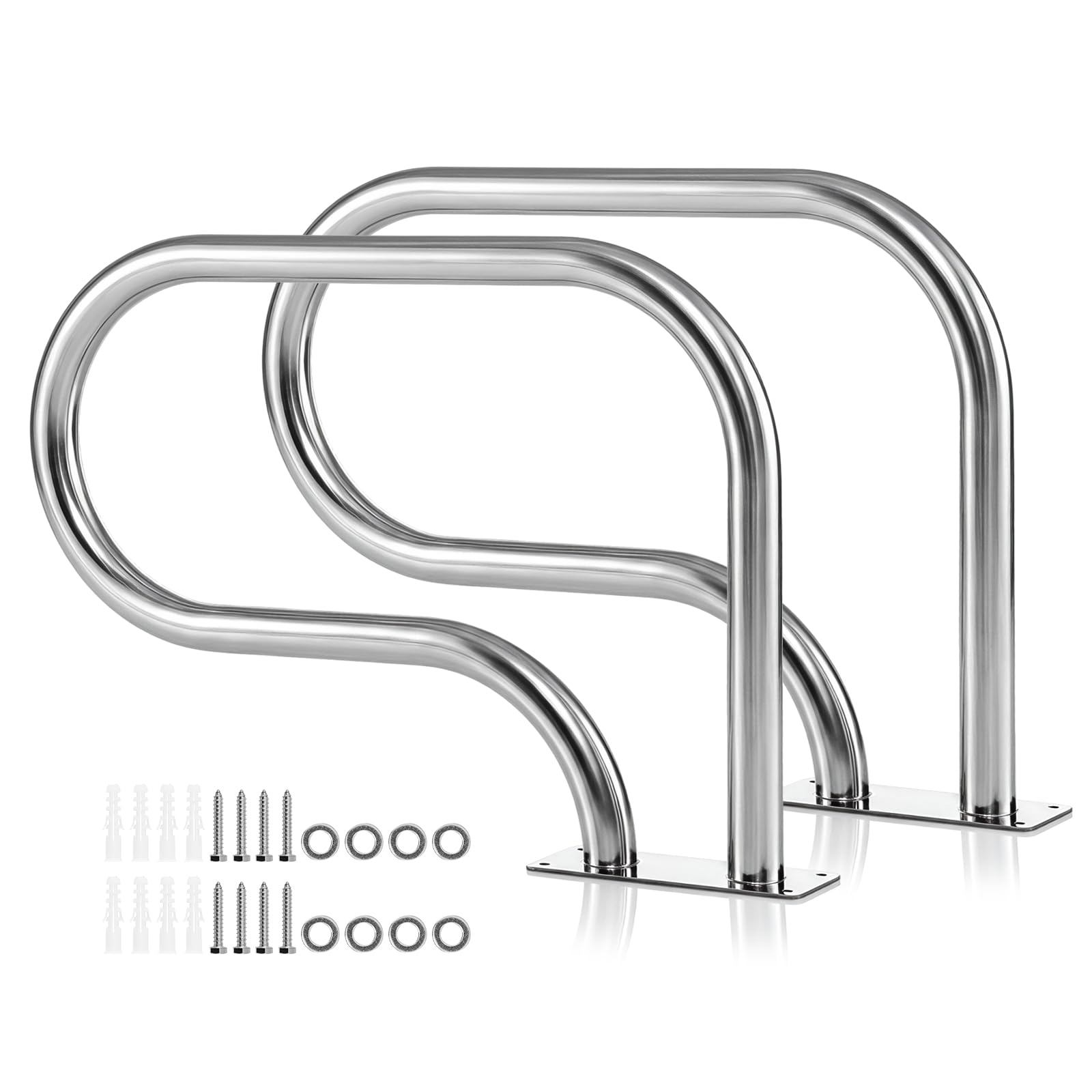 COSTWAY Corrimano per Piscina in Acciaio Inox, Max 180 kg, Ringhiera di Sicurezza con Base Separata per Spa e Parco Acquatico, Accessori Inclusi per Diverse Superfici (Base Integrata)