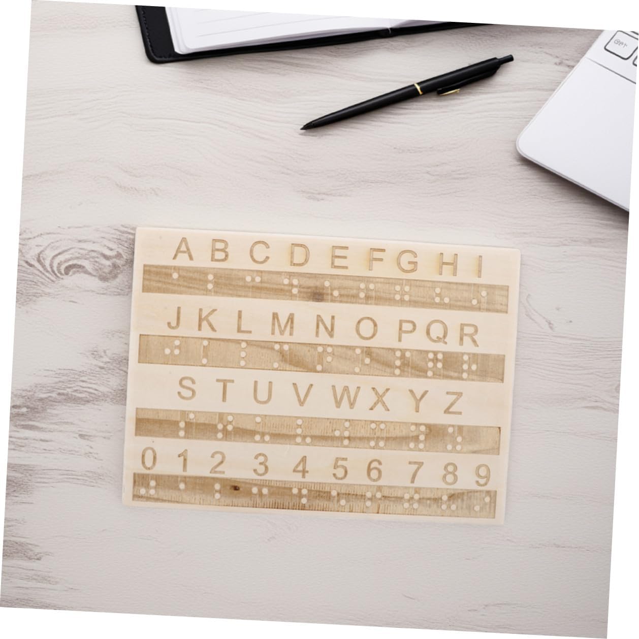 VICASKY 2 Pcs Wooden Braille Alphabet Boards with Raised Dots for Blind and Low Vision Learning Portable Compact Braille Letter Tools for Visually Impaired Students and Adults Safe Smooth